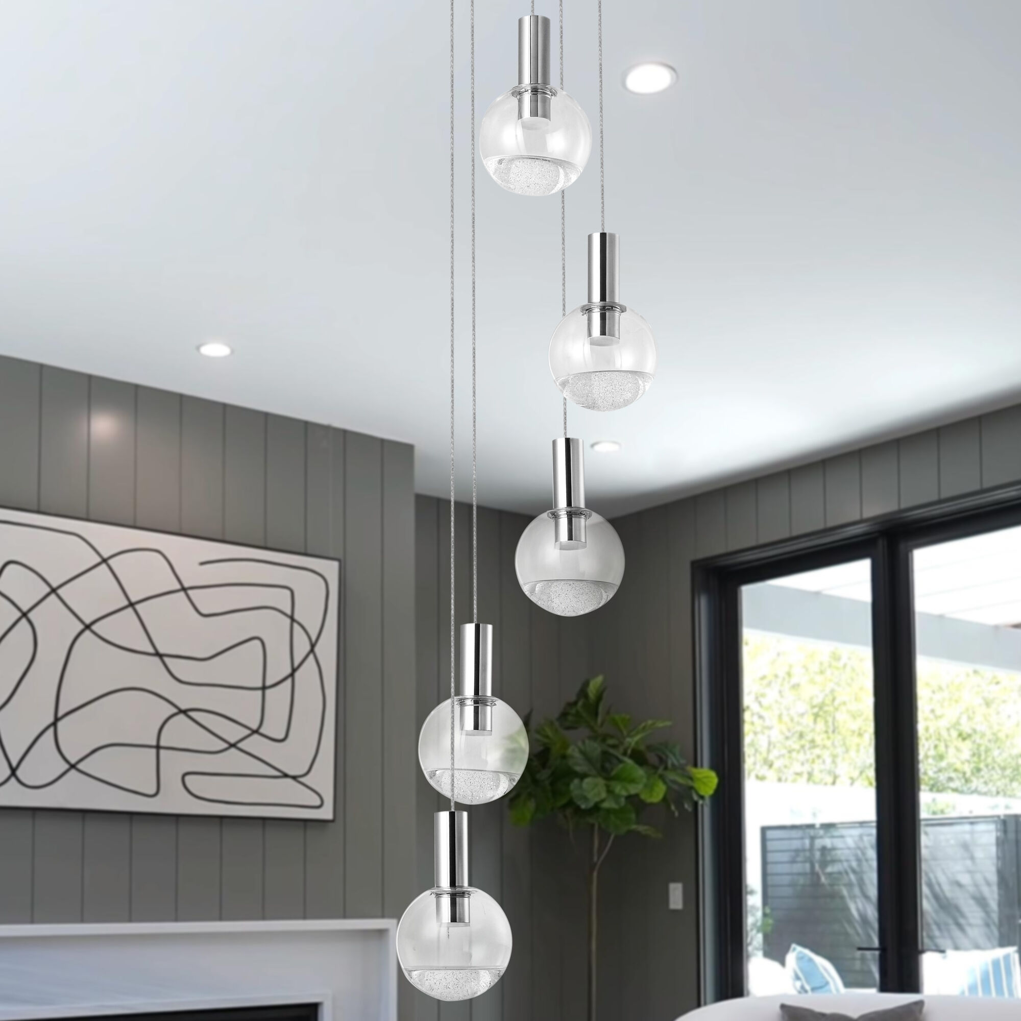 Artisan Collection/SIENNA Series 5 Light 9.5 inch Polished Chrome Pendant/Chandelier Ceiling Light