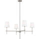 TOB by Thomas O'Brien Baker 4 Light 36 inch Brushed Nickel Chandelier Ceiling Light