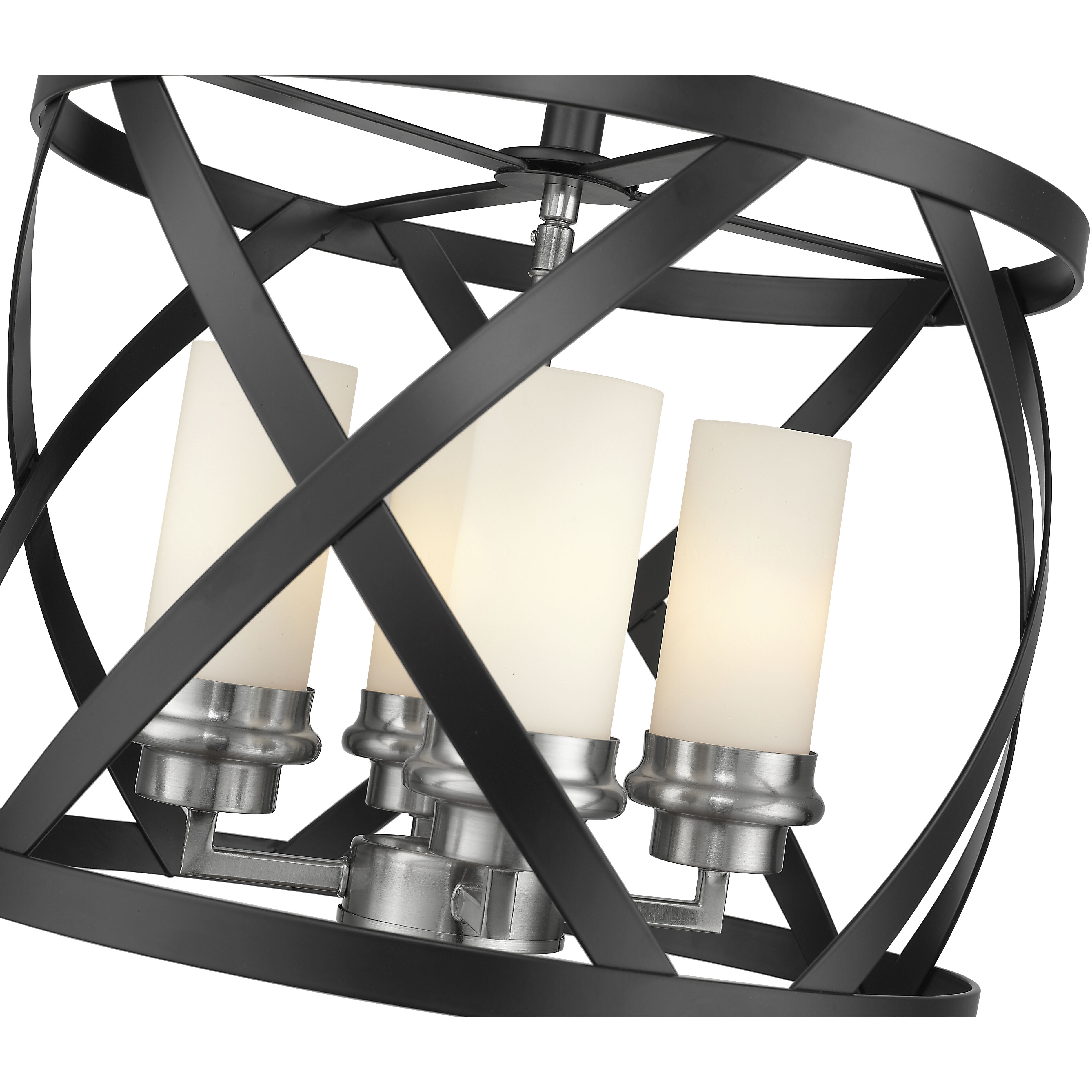 Malcalester 4 Light 15 inch Matte Black and Brushed Nickel Semi Flush Mount Ceiling Light