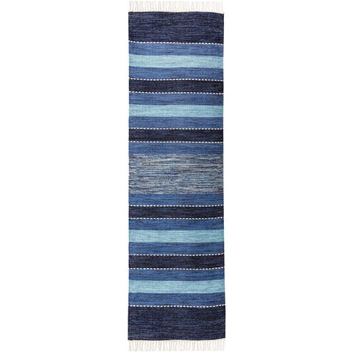 Santos 94.49 X 27.5 inch Blue with White and Crema Rug