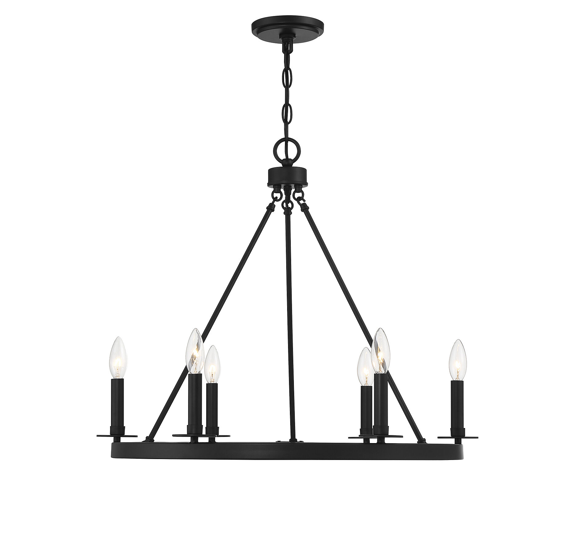 Traditional 6 Light 26 inch Matte Black Chandelier Ceiling Light