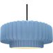 Radiance Collection - Pleated Tier Pendant Ceiling Light in Matte Black, Dedicated LED, Black Cord, Sky Blue, 16.25W x 6H, Form+Finish+Function