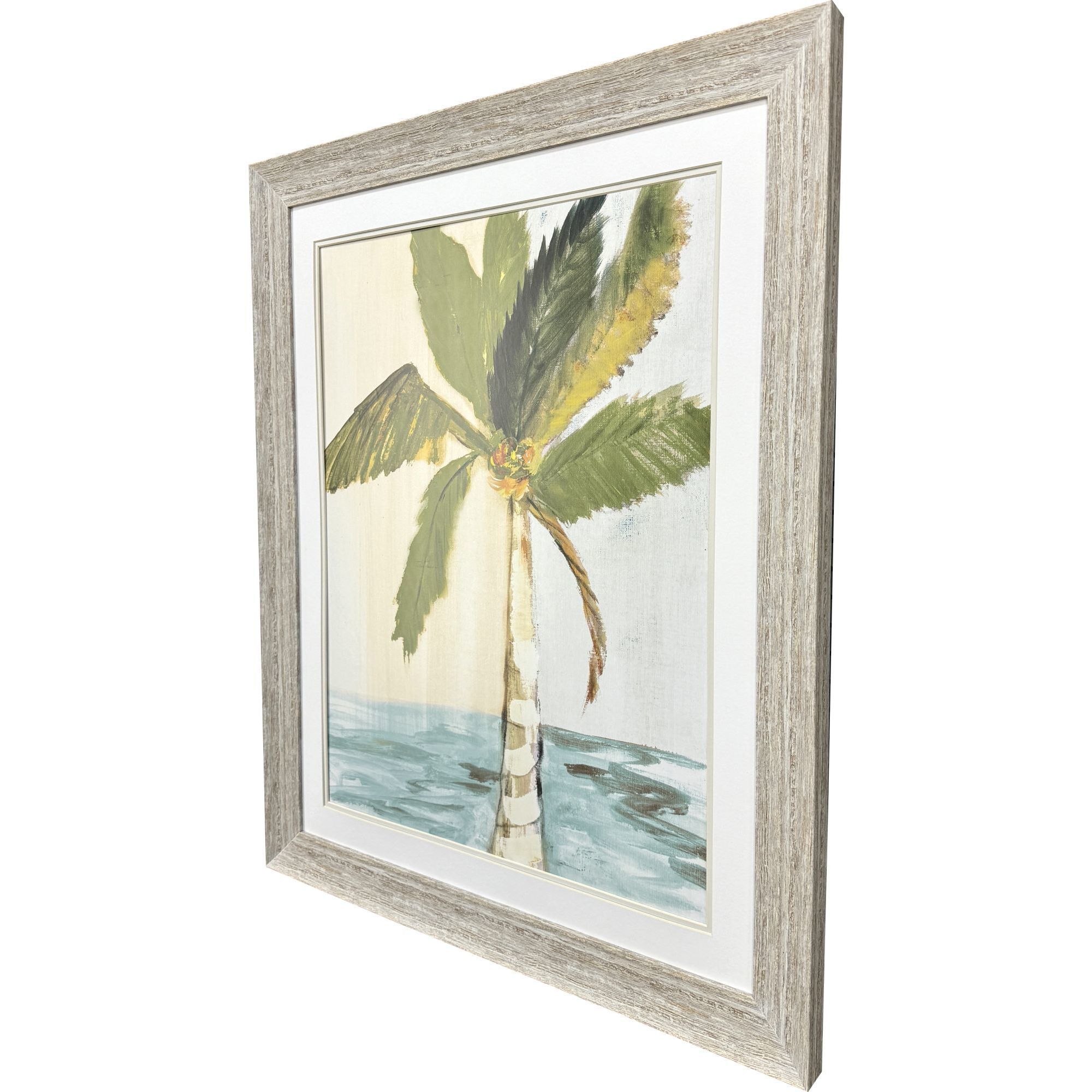 Oasis Palm Green and Turquoise and Yellow and Brown Framed Art, Propac