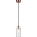 Ballston Clymer LED 3.88 inch Antique Copper Mini Pendant Ceiling Light in Clear Glass, Black Textured, Ballston