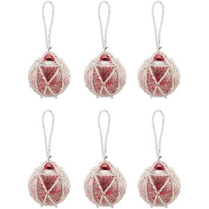 Pomeroy Red Holiday Ornament, Beaded Round