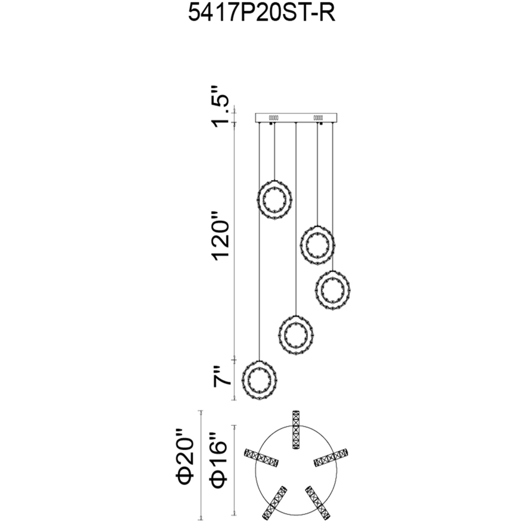 Ring LED 20 inch Chrome Multi Light Pendant Ceiling Light