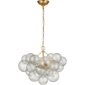 Julie Neill Talia LED 24 inch Gild and Clear Swirled Glass Chandelier Ceiling Light, Small