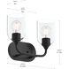 Ilia 2 Light 13.25 inch Matte Black Bath Vanity Wall Light