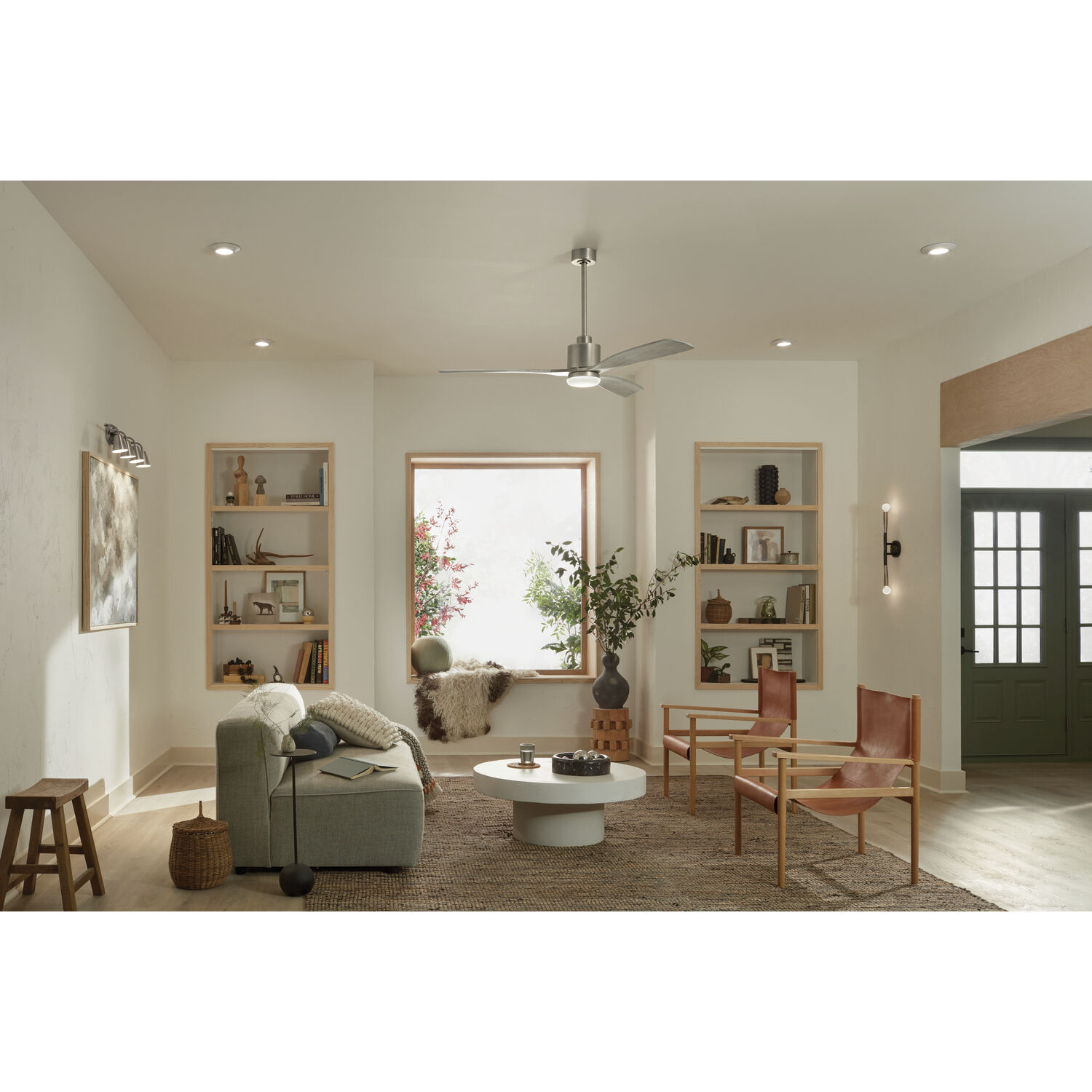 Ridley 60 inch Antique Pewter with Weathered White Walnut/Weathered White Walnut Blades Ceiling Fan