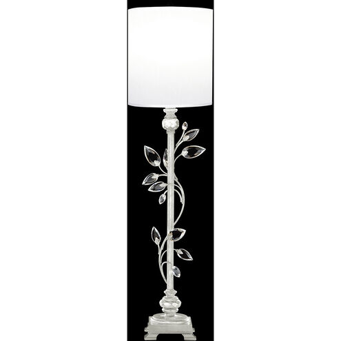 Crystal Laurel 37 inch 60 watt Silver Console Lamp Portable Light in Silver Leaf, White Fabric