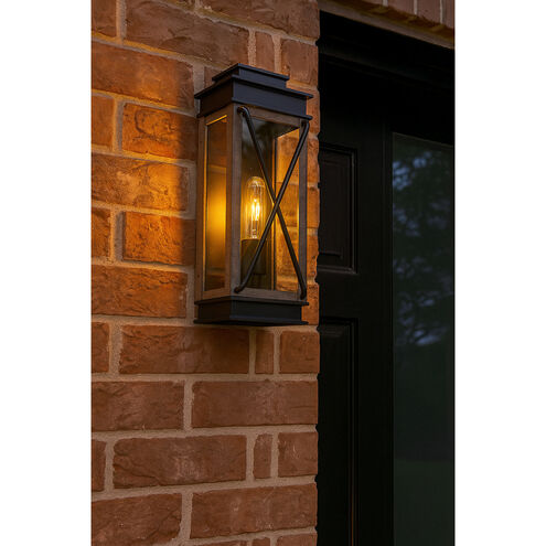 Montecito Outdoor Wall Mount Lantern in Black, Small