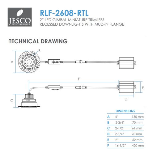 Miniature White Downlight, Gimbal Trimless Recessed