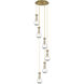 Owego 6 Light 15.75 inch Brushed Brass Multi Pendant Ceiling Light in Clear Glass
