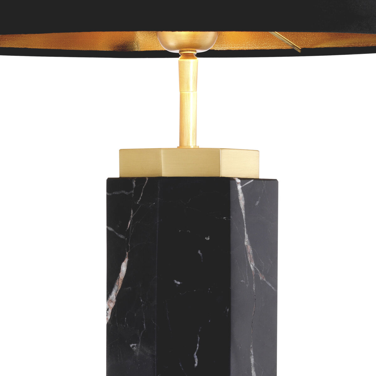 Newman 29.53 inch 40 watt Black Marble with Antique Brass Table Lamp Portable Light
