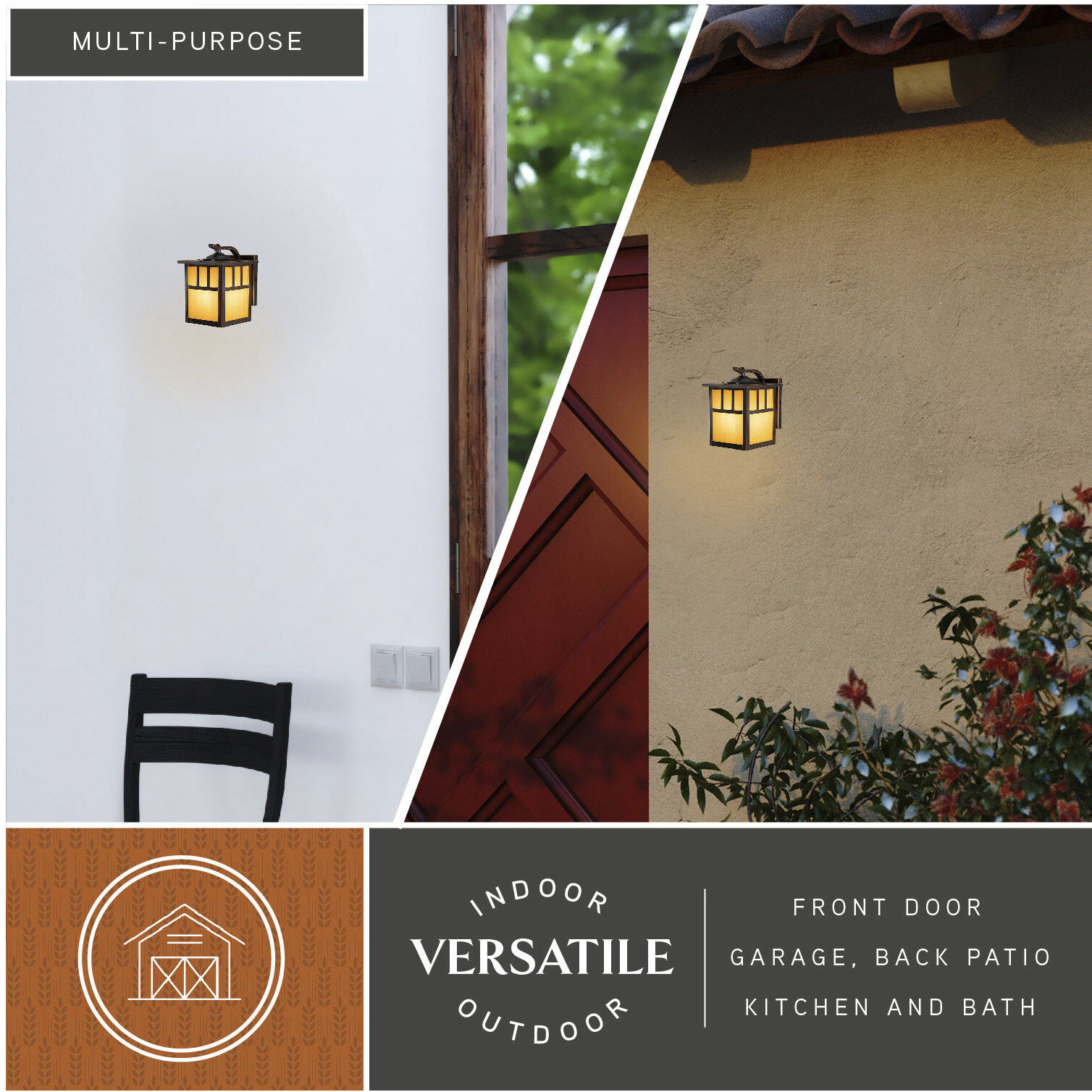 Mission LED 9.5 inch Burnished Bronze Outdoor Wall