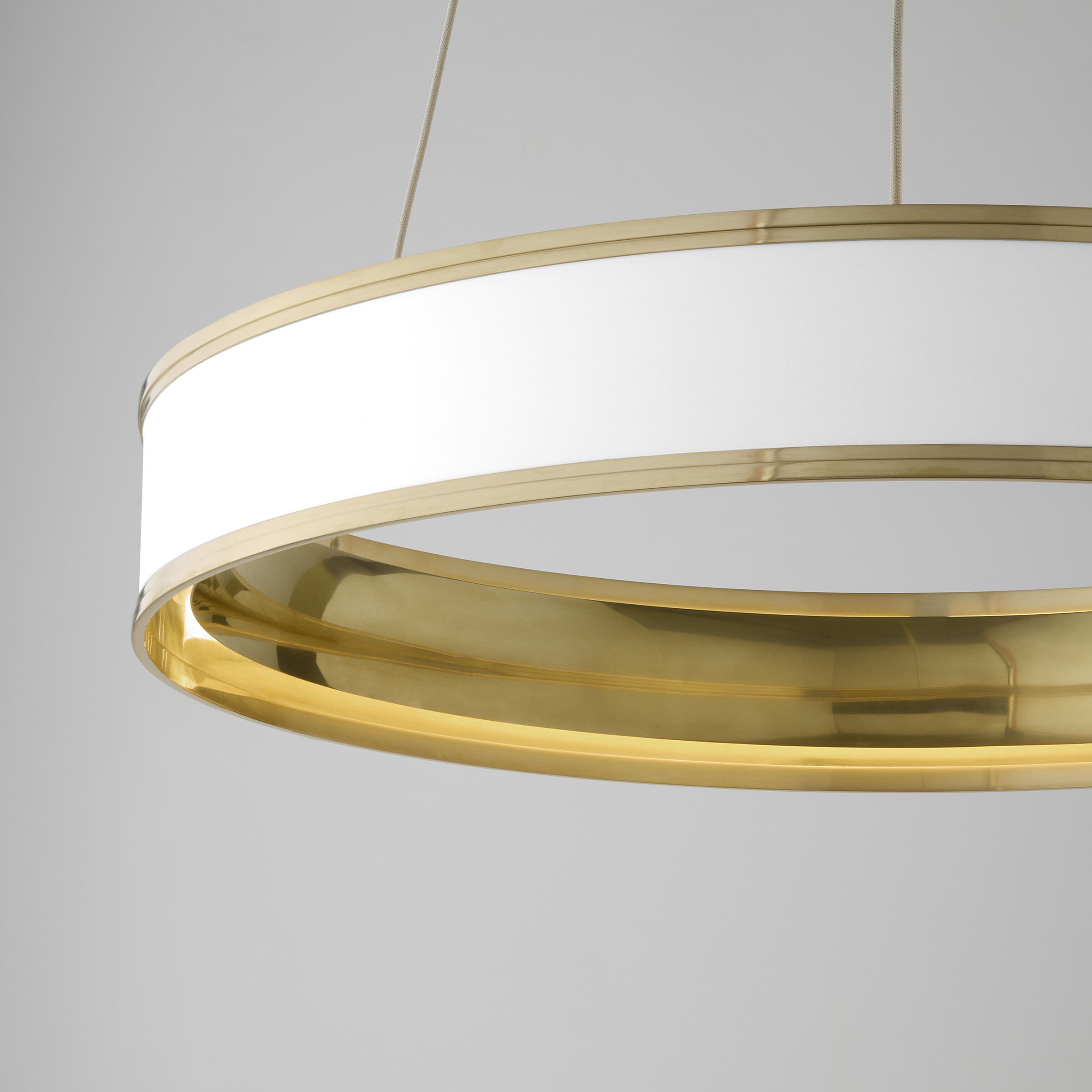 Chapman & Myers Connery LED 30 inch Matte White  and  Antique-Burnished Brass Ring Chandelier Ceiling Light in Matte White and Antique-Burnished Brass