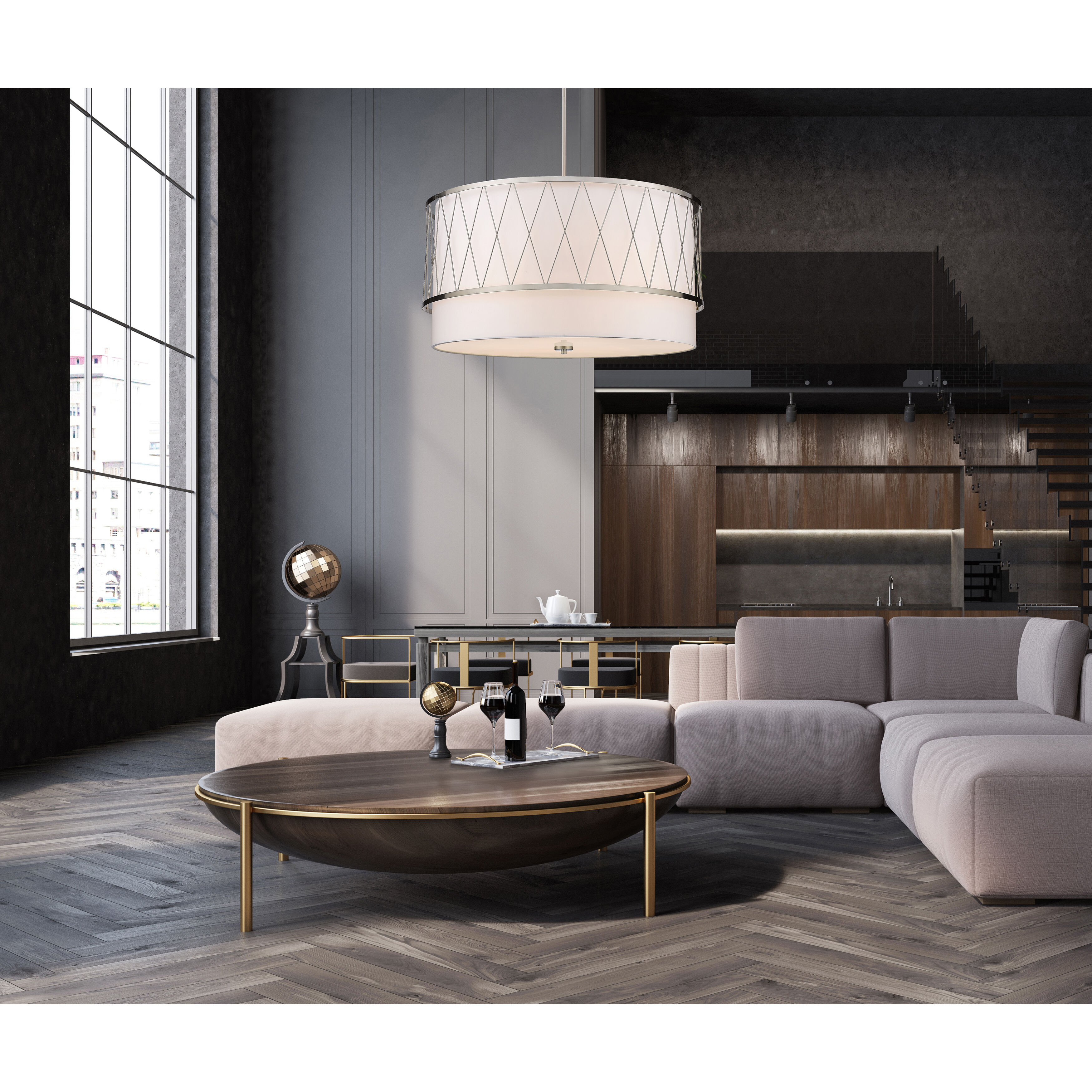 Dalton 5 Light 32 inch Brushed Nickel Pendant Ceiling Light