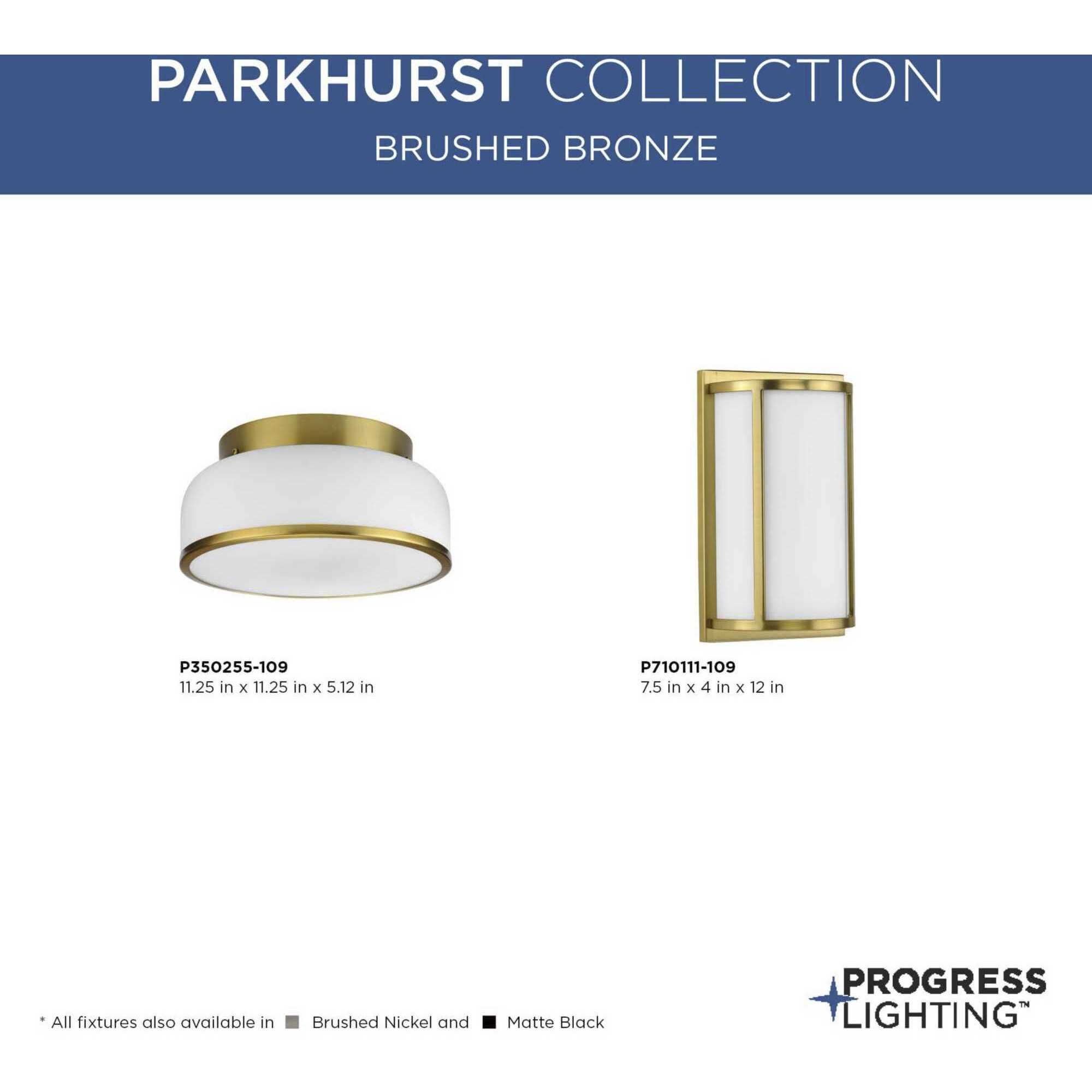 Parkhurst 2 Light 11.25 inch Brushed Bronze Flush Mount Ceiling Light