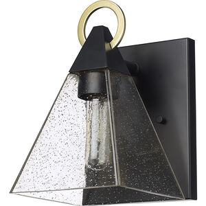 Dewitt 1 Light 10.5 inch Matte Black with Gold accent Exterior Wall Lantern