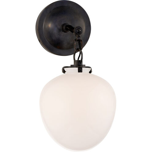 Thomas O'Brien Katie2 1 Light 6.5 inch Bronze Acorn Bath Sconce Wall Light in White Glass, Small