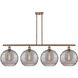 Ballston Athens Deco Swirl 4 Light 50.25 inch Antique Copper Stem Hung Island Light Ceiling Light