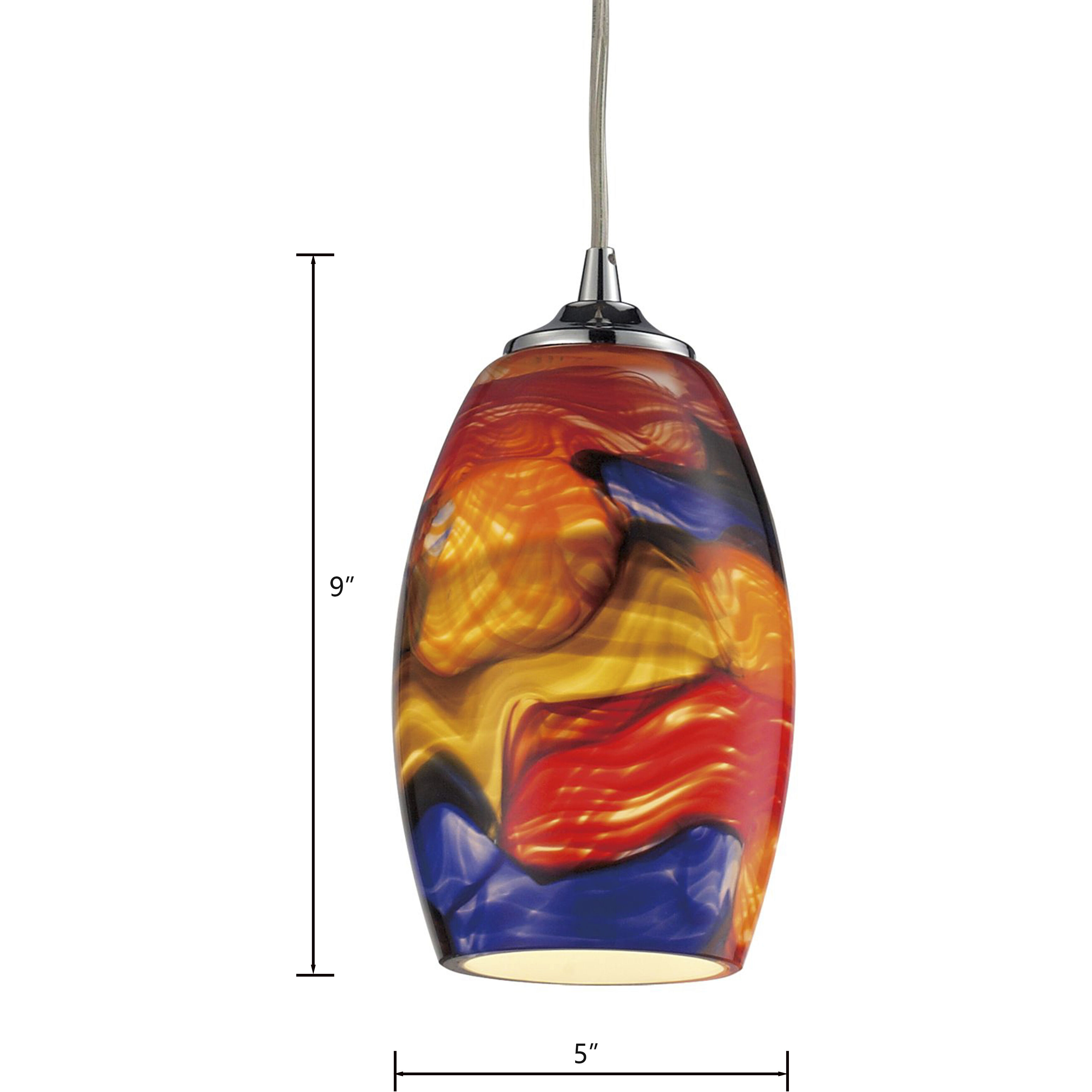 Surrealist 1 Light 5 inch Multicolor with Polished Chrome Mini Pendant Ceiling Light