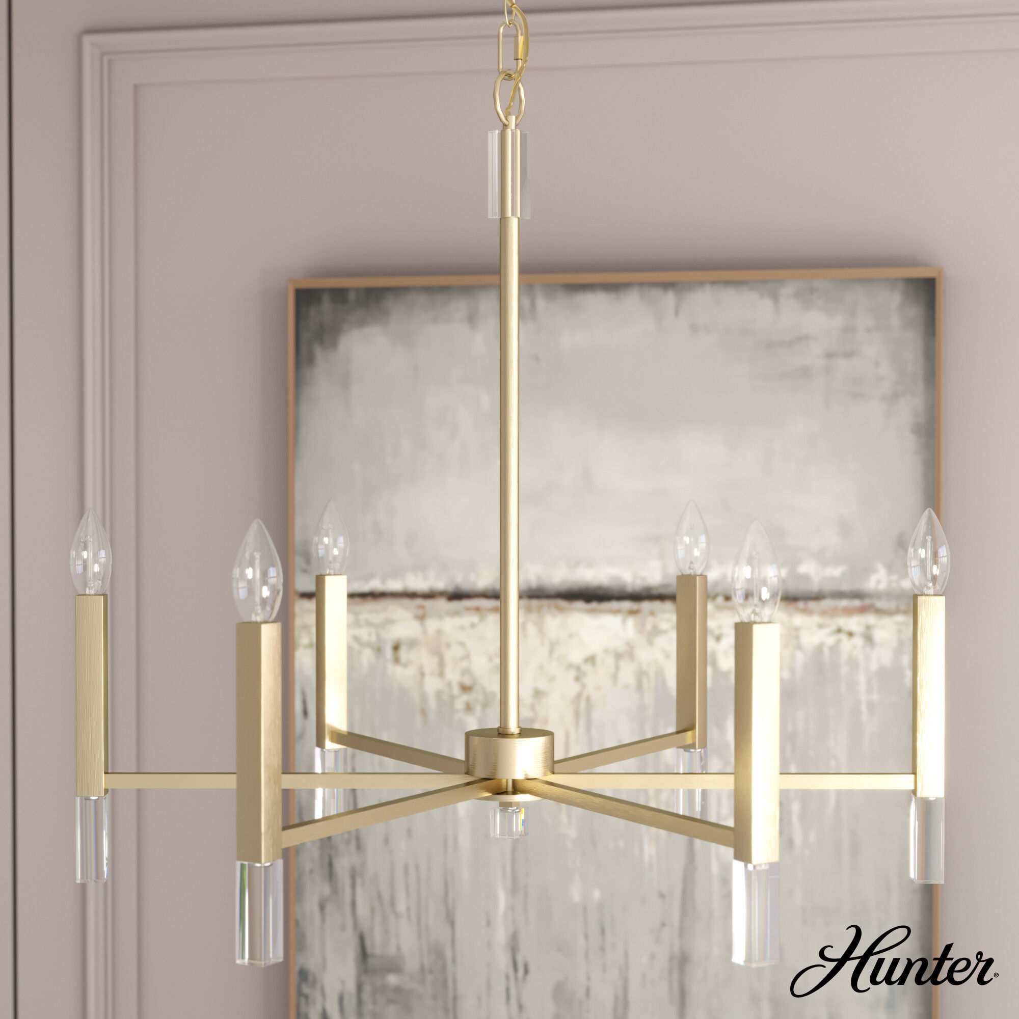 Sunjai 6 Light 30 inch Palm Gold Chandelier Ceiling Light