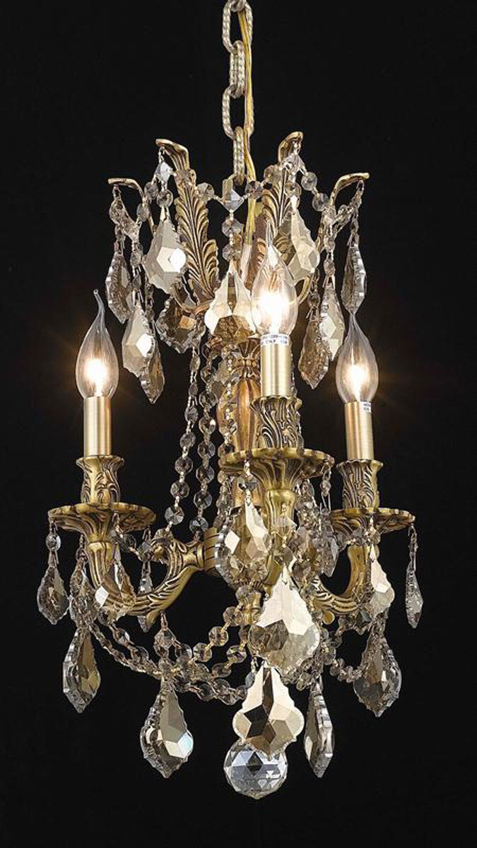 Rosalia 3 Light 13 inch French Gold Pendant Ceiling Light in Golden Teak, Royal Cut