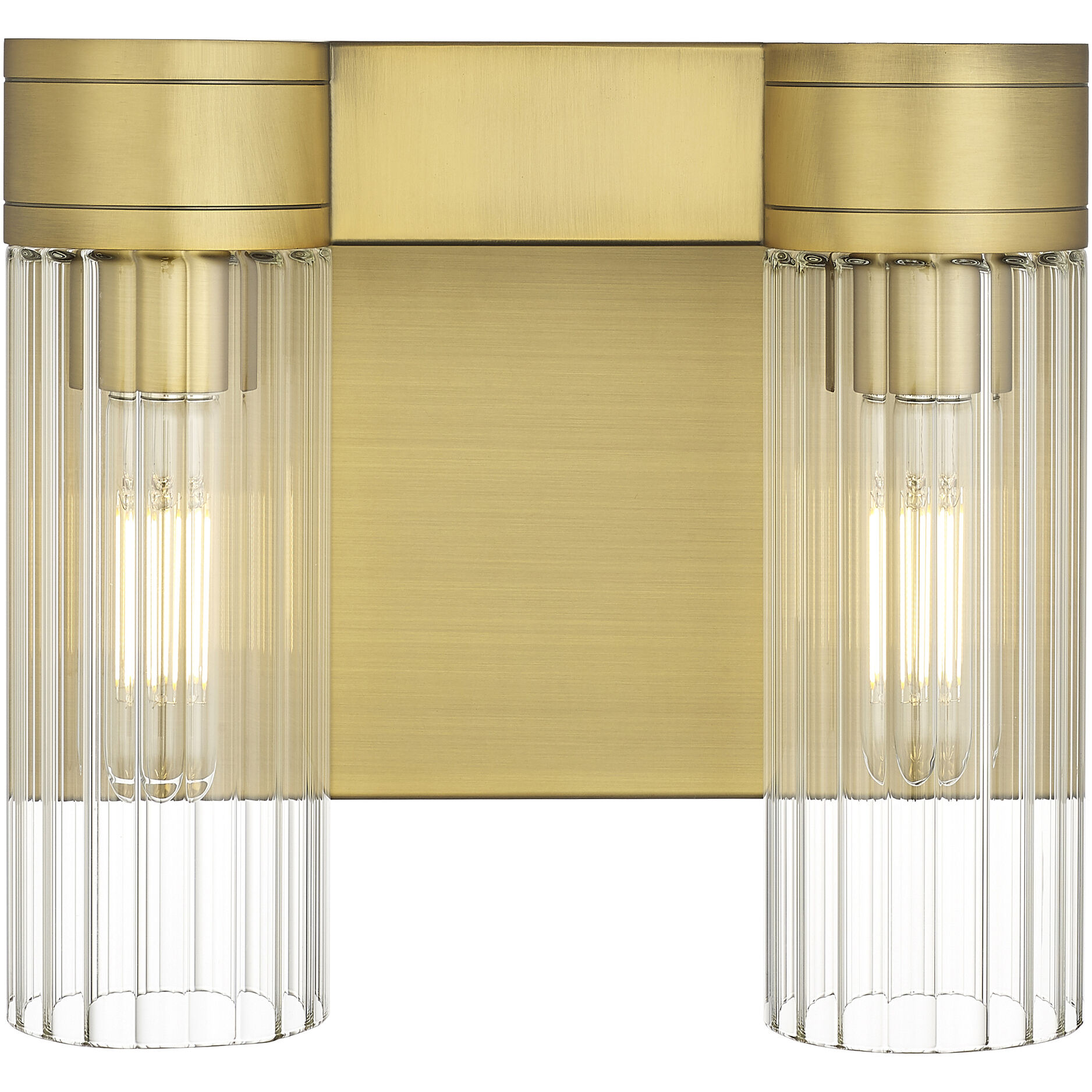 Empire 2 Light 10.5 inch Brushed Brass Sconce Wall Light in Clear Glass