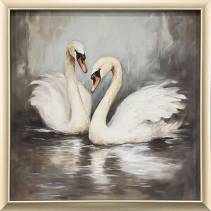 Ballet of the Swans Black and Brown and Gray and Neutral Framed Art