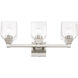 Aragon 3 Light 23 inch Brushed Nickel Vanity Sconce Wall Light