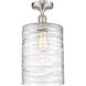 Edison Cobbleskill 1 Light 9 inch Brushed Satin Nickel Semi-Flush Mount Ceiling Light in Deco Swirl Glass