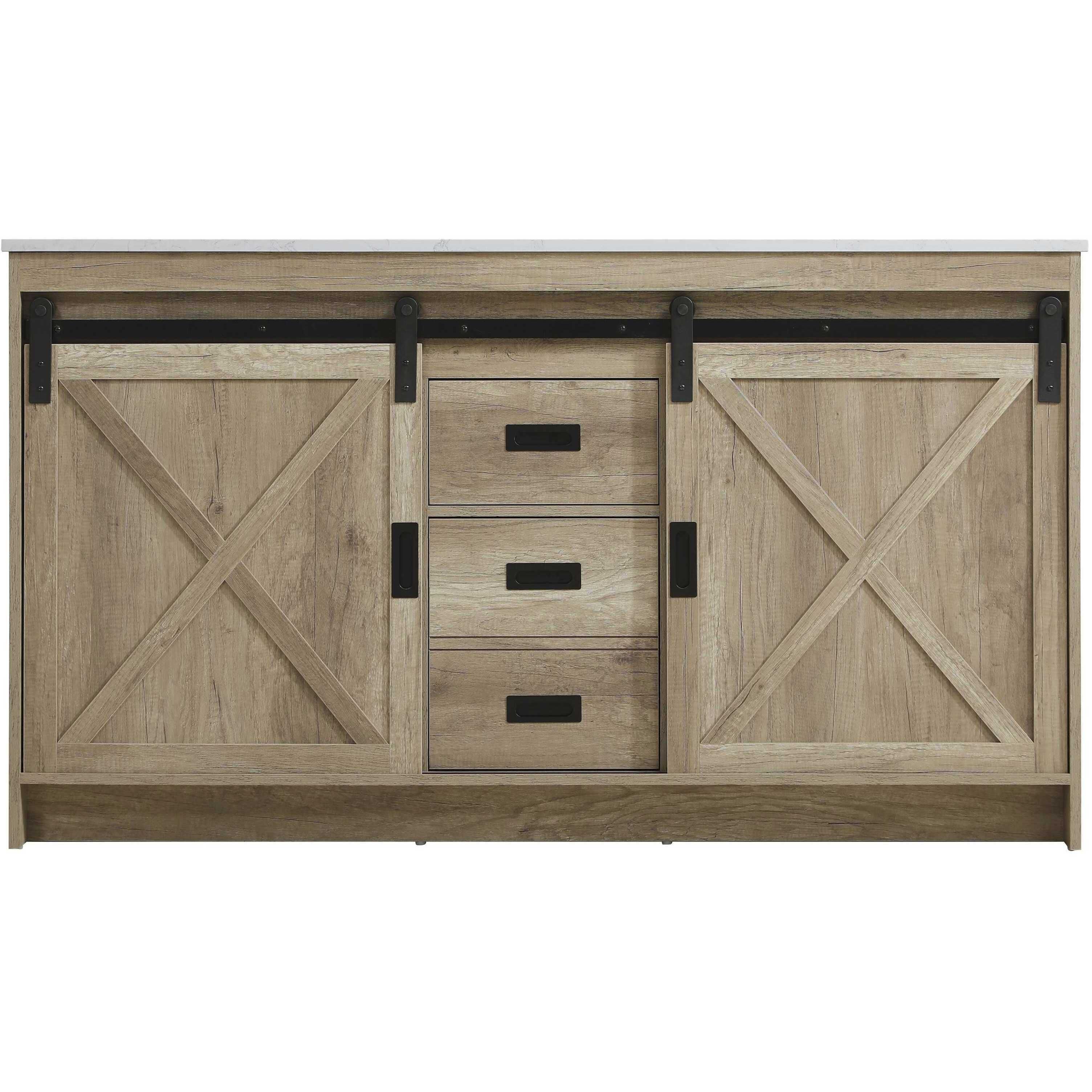 Austin 60 X 34 inch Natural Oak Bathroom Vanity Cabinet