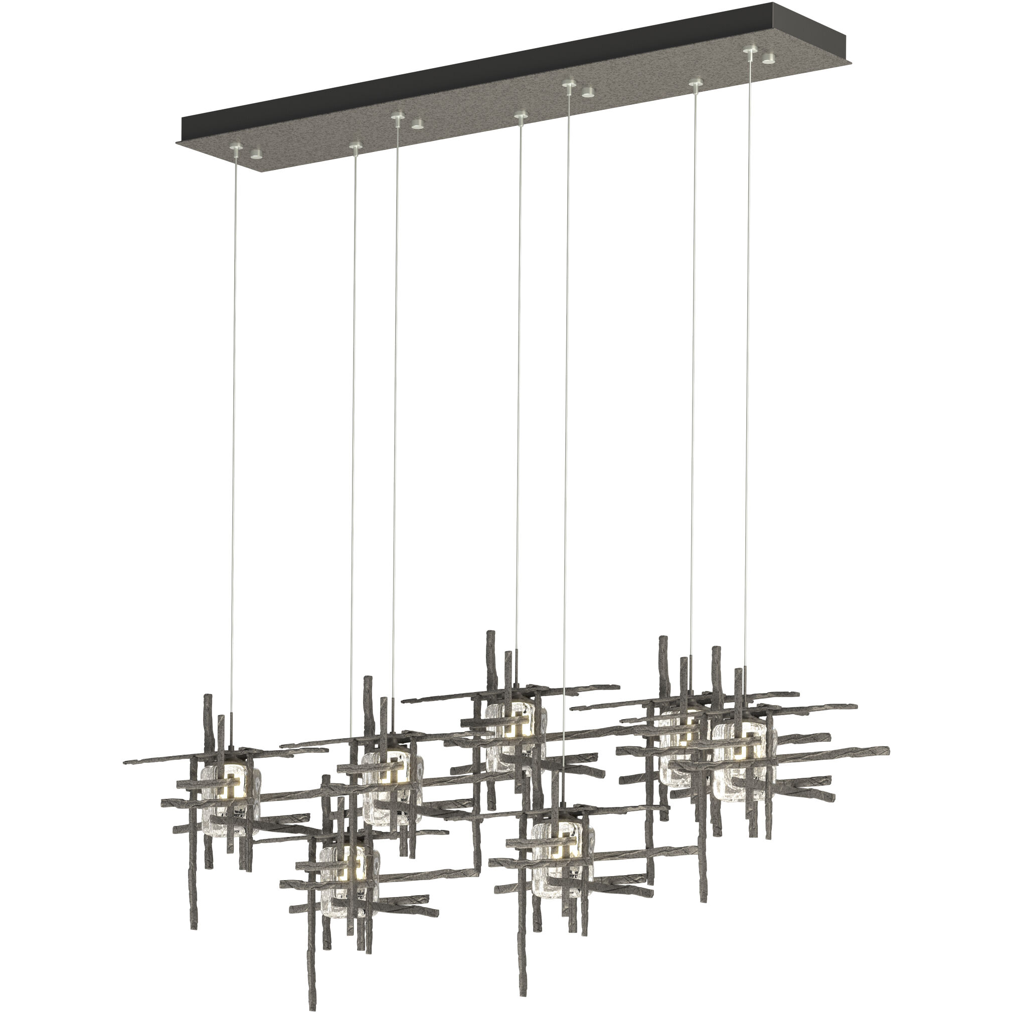 Tura 7 Light 53.6 inch Natural Iron Pendant Ceiling Light, Rectangular