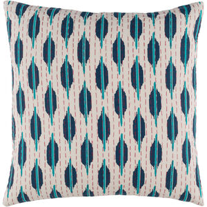 Kantha 22 X 22 inch Teal and Navy Throw Pillow