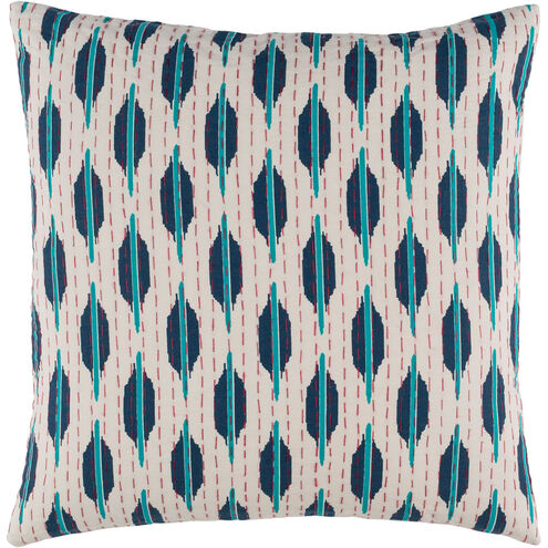 Kantha 22 X 22 inch Blue and Navy Pillow Cover