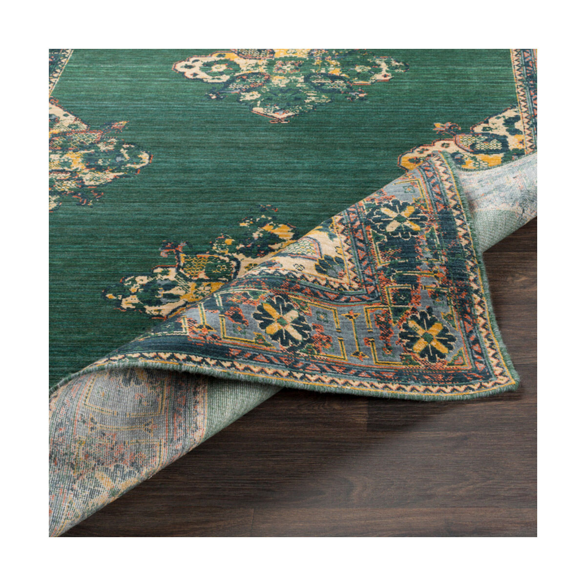 Trailblazer 33 X 24 inch Dark Green/Wheat/Denim/Saffron/Bright Orange Rugs, Rectangle