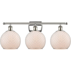 Ballston Farmhouse Chicken Wire LED 26 inch Polished Nickel Bath Vanity Light Wall Light in White Glass with Nickel Wire, Ballston