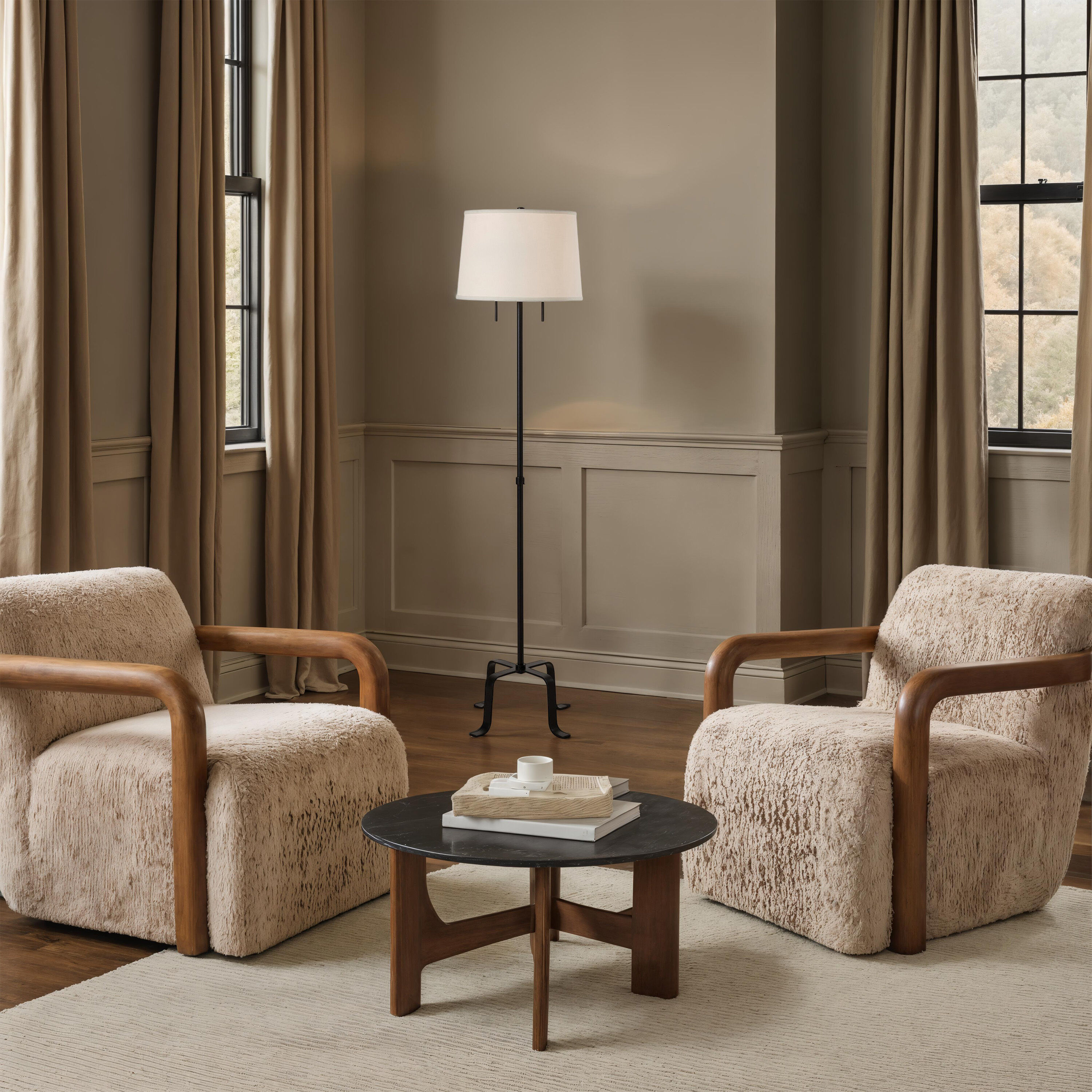 Ruslur 62.75 inch Matte Black Floor Lamp Portable Light