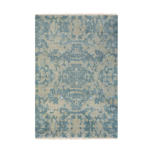 Atmospheric 36 X 24 inch Neutral and Green Area Rug, Wool and Viscose