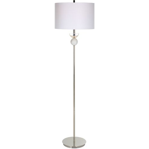 Exposition 65 inch 150.00 watt Polished Nickel and White Marble Floor Lamp Portable Light