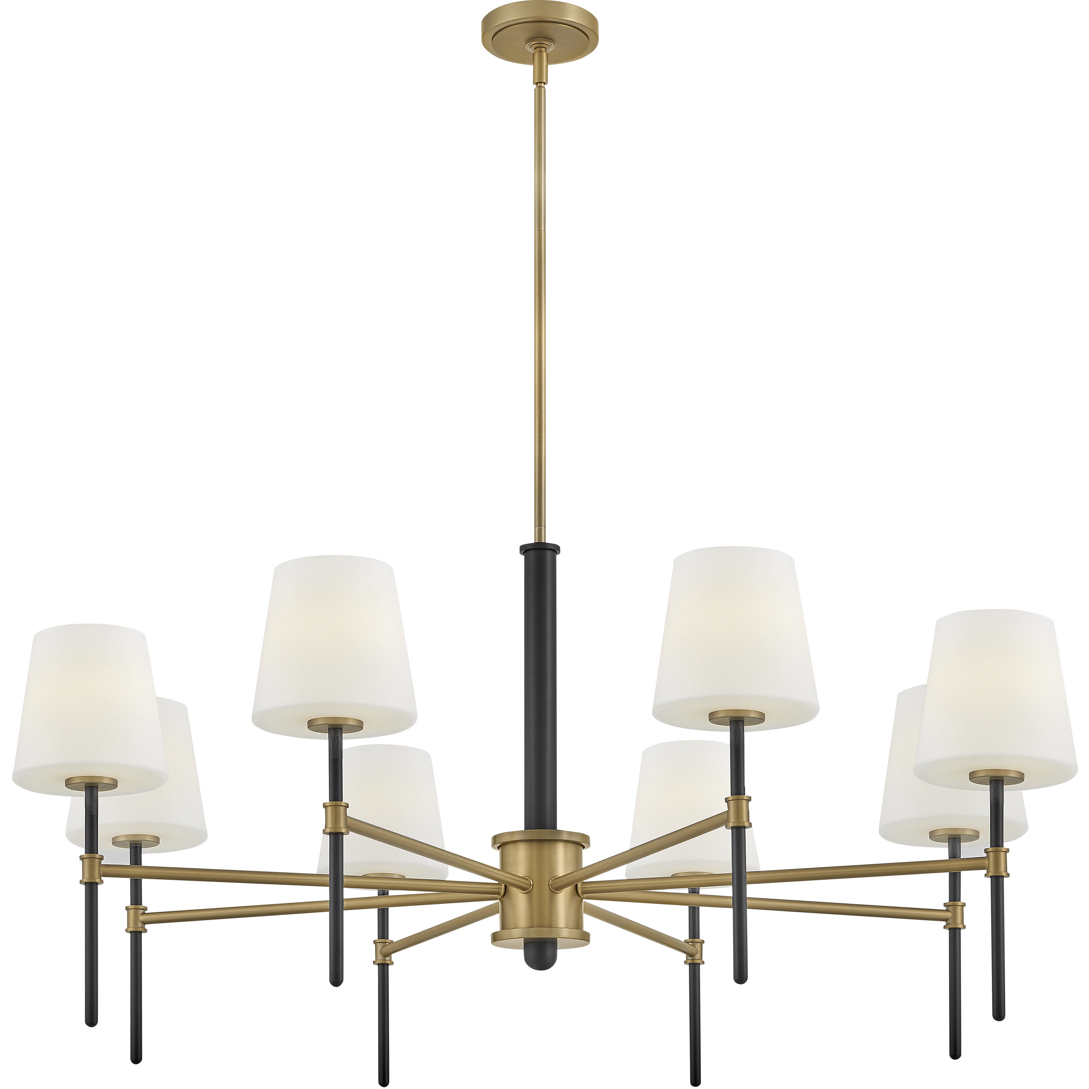 Saunders 8 Light 40 inch Black with Lacquered Brass Chandelier Ceiling Light