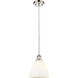 Ballston Dome LED 7.5 inch Polished Nickel Mini Pendant Ceiling Light in Matte White Glass, Black Textured