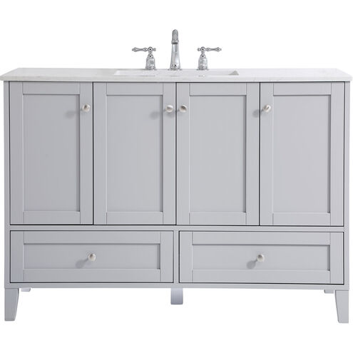 Sommerville 48 X 22 X 34 inch Grey and Brushed Nickel with Calacatta Quartz Vanity Sink Set