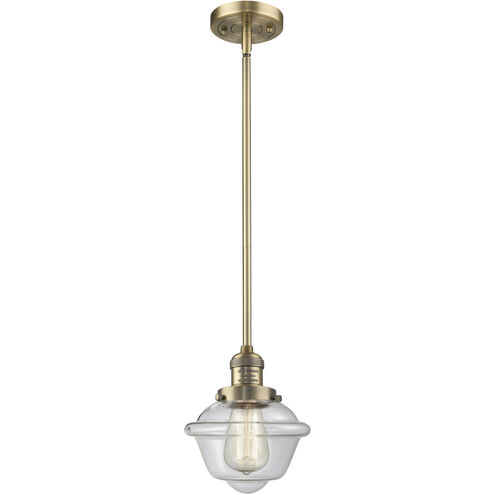 Franklin Restoration Oxford 1 Light 7.5 inch Brushed Brass Mini Pendant Ceiling Light in Incandescent, Clear, Franklin Restoration