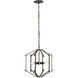 Offset 3 Light 18 inch Forged Iron Pendant Ceiling Light