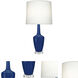 Emma 34.25 inch 150 watt Cobalt Glazed Ceramic with Polished Nickel and Lucite Table Lamp Portable Light