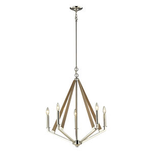 Wawayanda 5 Light 24 inch Polished Nickel with Taupe Chandelier Ceiling Light