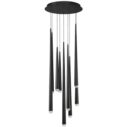 Cascade LED 17 inch Black Multi-Light Pendant Ceiling Light in 9, Round, 37in.