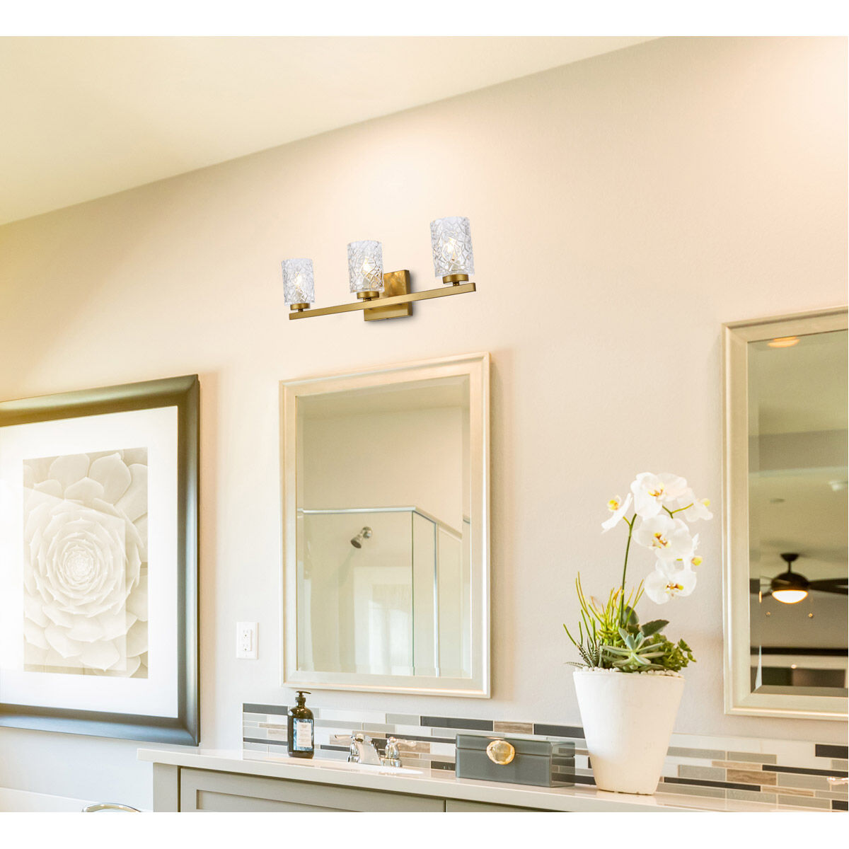 Cassie 3 Light 24 inch Brass Bath Sconce Wall Light